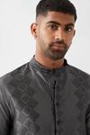 Buy_Son of A Noble Snob_Gray Chanderi Silk Printed Kurta Set 