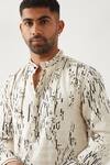 Shop_Son of A Noble Snob_Ivory Linen Printed Slim Fit Kurta Set _Online_at_Aza_Fashions