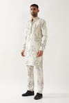 Son of A Noble Snob_Ivory Linen Printed Slim Fit Kurta Set _at_Aza_Fashions