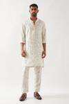 Buy_Son of A Noble Snob_Ivory Linen Printed Slim Fit Kurta Set _Online_at_Aza_Fashions