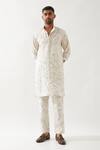 Son of A Noble Snob_Ivory Linen Printed Slim Fit Kurta Set _at_Aza_Fashions