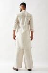Shop_Son of A Noble Snob_Ivory Linen Fringe Basket Weave Kurta Set _at_Aza_Fashions