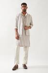Son of A Noble Snob_Ivory Linen Madox Catkin Bundi Set _at_Aza_Fashions