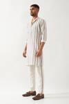 Son of A Noble Snob_Ivory Linen Printed Slim Fit Kurta Set _at_Aza_Fashions
