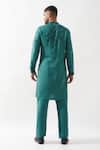Shop_Son of A Noble Snob_Emerald Green Tencel, Satin Cut Work, Sequins Hand Embroidered Kurta Set _at_Aza_Fashions