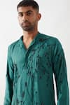 Son of A Noble Snob_Emerald Green Tencel, Satin Cut Work, Sequins Hand Embroidered Kurta Set _at_Aza_Fashions