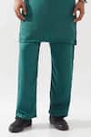 Shop_Son of A Noble Snob_Emerald Green Tencel, Satin Cut Work Embroidered Kurta Set _Online_at_Aza_Fashions