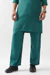 Son of A Noble Snob_Emerald Green Tencel, Satin Beads Embroidered Kurta Set _Online_at_Aza_Fashions