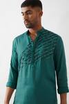 Son of A Noble Snob_Emerald Green Tencel, Satin Beads Embroidered Kurta Set _at_Aza_Fashions