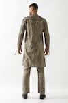 Shop_Son of A Noble Snob_Olive Green Linen Printed Slim Fit Kurta Set _at_Aza_Fashions