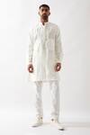 Buy_Son of A Noble Snob_White Linen Solid Kurta Set _at_Aza_Fashions