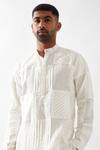 Son of A Noble Snob_White Linen Solid Kurta Set _Online