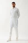 Buy_Son of A Noble Snob_White Linen Blake Catkin Printed Kurta Set _at_Aza_Fashions