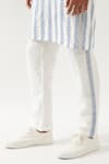 Shop_Son of A Noble Snob_White Linen Blake Catkin Printed Kurta Set _Online_at_Aza_Fashions