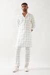 Buy_Son of A Noble Snob_White Linen Printed Slim Fit Kurta Set _at_Aza_Fashions