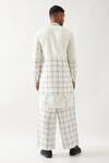 Shop_Son of A Noble Snob_White Linen Applique Printed Bundi Kurta Trouser Set _at_Aza_Fashions