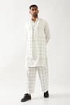 Buy_Son of A Noble Snob_White Linen Applique Printed Bundi Kurta Trouser Set _Online_at_Aza_Fashions