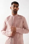 Shop_Son of A Noble Snob_Pink Linen Gill Kurta Set _Online_at_Aza_Fashions