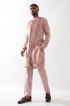 Son of A Noble Snob_Pink Linen Gill Kurta Set _at_Aza_Fashions