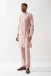 Son of A Noble Snob_Pink Linen Kaden Plain Kurta Set _at_Aza_Fashions