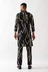 Shop_Son of A Noble Snob_Black Linen Printed Slim Fit Kurta Set _at_Aza_Fashions