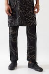 Buy_Son of A Noble Snob_Black Linen Printed Kurta Set _Online_at_Aza_Fashions