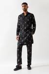 Buy_Son of A Noble Snob_Black Linen Embroidery Slate Stamp Kurta Set _at_Aza_Fashions