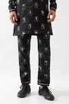Buy_Son of A Noble Snob_Black Linen Embroidery Slate Stamp Kurta Set 