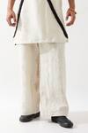 Son of A Noble Snob_Ivory Linen Caterpillar Textured Kurta Set _Online_at_Aza_Fashions