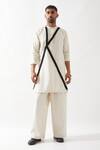 Buy_Son of A Noble Snob_Ivory Linen Caterpillar Textured Kurta Set _at_Aza_Fashions