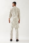 Shop_Son of A Noble Snob_Ivory Linen Applique Printed Slim Fit Kurta Set _at_Aza_Fashions