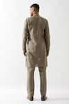 Shop_Son of A Noble Snob_Olive Green Linen Embroidery Slim Fit Kurta And Trouser Set _at_Aza_Fashions