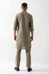 Shop_Son of A Noble Snob_Olive Green Linen Printed Slim Fit Kurta Set _at_Aza_Fashions