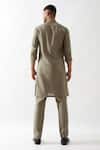 Shop_Son of A Noble Snob_Olive Green Linen Slim Fit Kurta And Trouser Set _at_Aza_Fashions