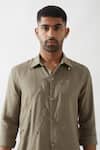 Buy_Son of A Noble Snob_Olive Green Linen Slim Fit Kurta And Trouser Set 