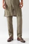 Shop_Son of A Noble Snob_Olive Green Linen Kaden Kurta Set _Online_at_Aza_Fashions
