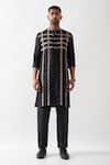 Son of A Noble Snob_Black Linen Lloyd Kurta Set _at_Aza_Fashions