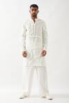 Son of A Noble Snob_White Linen Felix Kurta In _at_Aza_Fashions