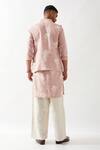 Shop_Son of A Noble Snob_Pink Linen Embroidery Printed Bundi _at_Aza_Fashions