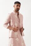 Buy_Son of A Noble Snob_Pink Linen Embroidery Printed Bundi 