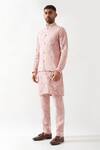Son of A Noble Snob_Pink Linen Madox Branch Printed Bundi _Online_at_Aza_Fashions