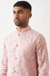 Shop_Son of A Noble Snob_Pink Linen Madox Branch Printed Bundi _Online_at_Aza_Fashions