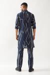 Shop_Son of A Noble Snob_Navy Linen Slim Fit Printed Kurta _at_Aza_Fashions