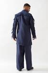 Shop_Son of A Noble Snob_Navy Linen Eros Kurta With Tassel Details _at_Aza_Fashions