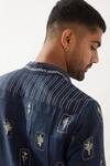 Buy_Son of A Noble Snob_Navy Linen Printed Slim Fit Kurta 