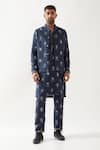 Buy_Son of A Noble Snob_Navy Linen Madox Stamp Bundi _Online_at_Aza_Fashions