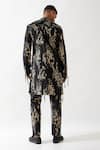 Son of A Noble Snob_Black Linen Slim Fit Printed Kurta _at_Aza_Fashions