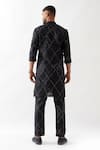 Shop_Son of A Noble Snob_Black Linen Slim Fit Printed Kurta _at_Aza_Fashions