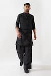 Buy_Son of A Noble Snob_Black Linen Slim Fit Designer Kurta _at_Aza_Fashions