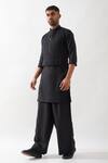 Buy_Son of A Noble Snob_Black Linen Slim Fit Designer Kurta _Online_at_Aza_Fashions